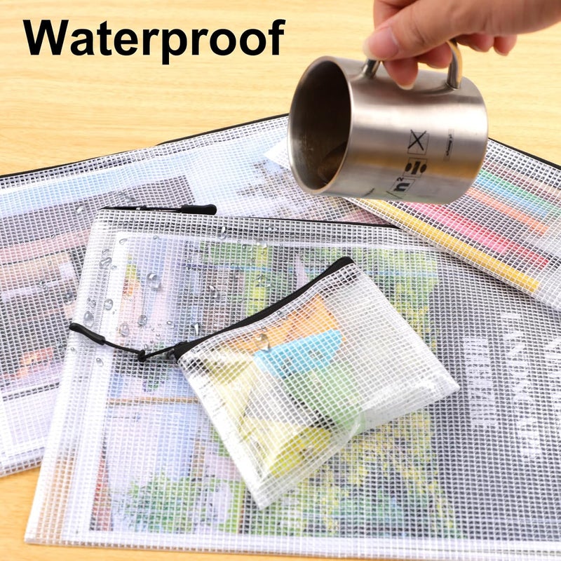 YOPCDJ 25pcs Multisize Mesh Zipper Pouch Bags, Waterproof Zipper Bag, 8 Sizes Waterproof Plastic Document Pouch, Bags for Travel Storage, Office Supply and Home Organize - Image 5